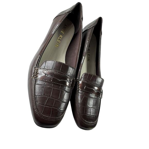 Anne Klein Women’s Loafers Iflex Brown Animal Print Flats Leather Size 11 Shoes - Picture 1 of 12